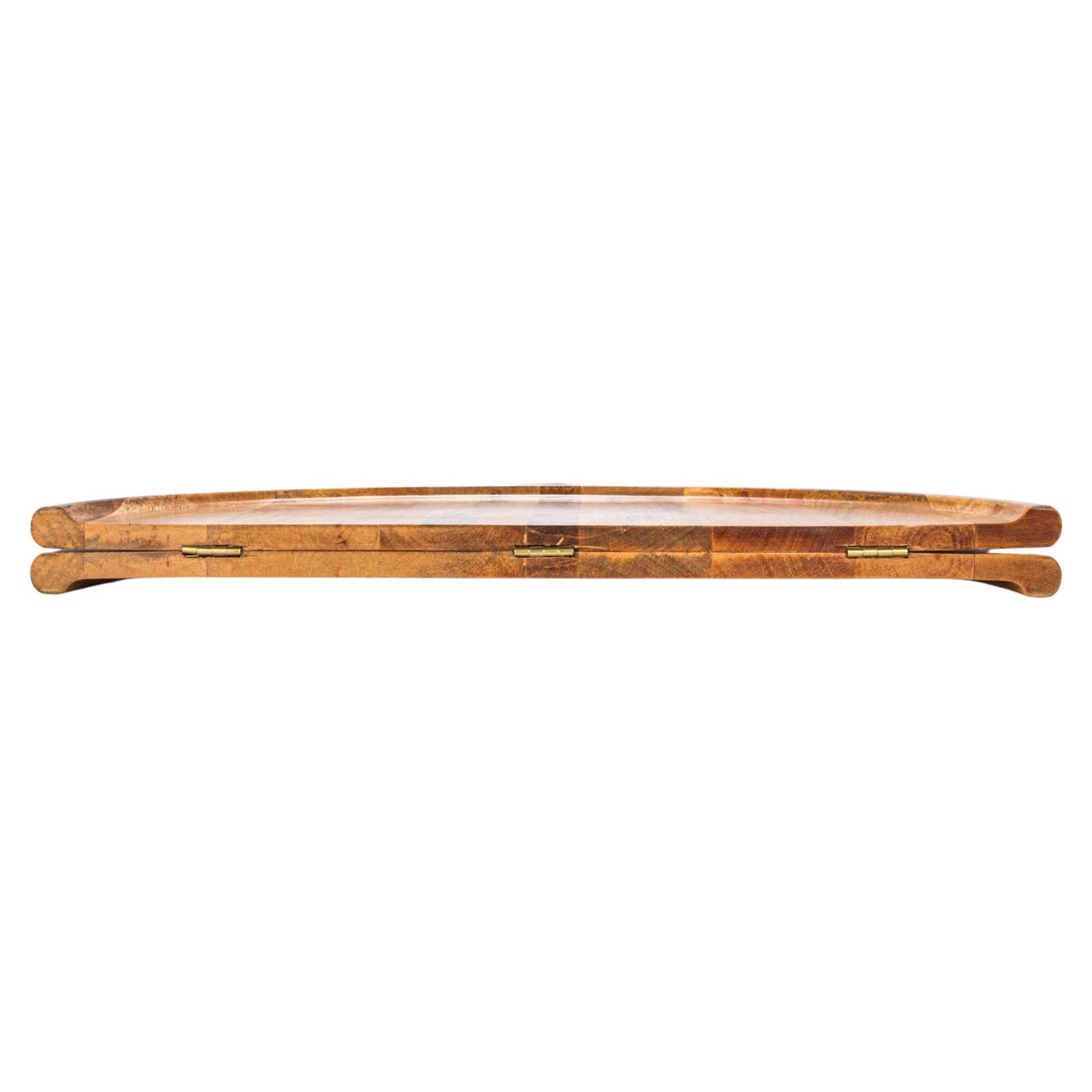 Hello Honey® 26" Natural & Gold Round Mango Wood Folding Cheese & Serving Board